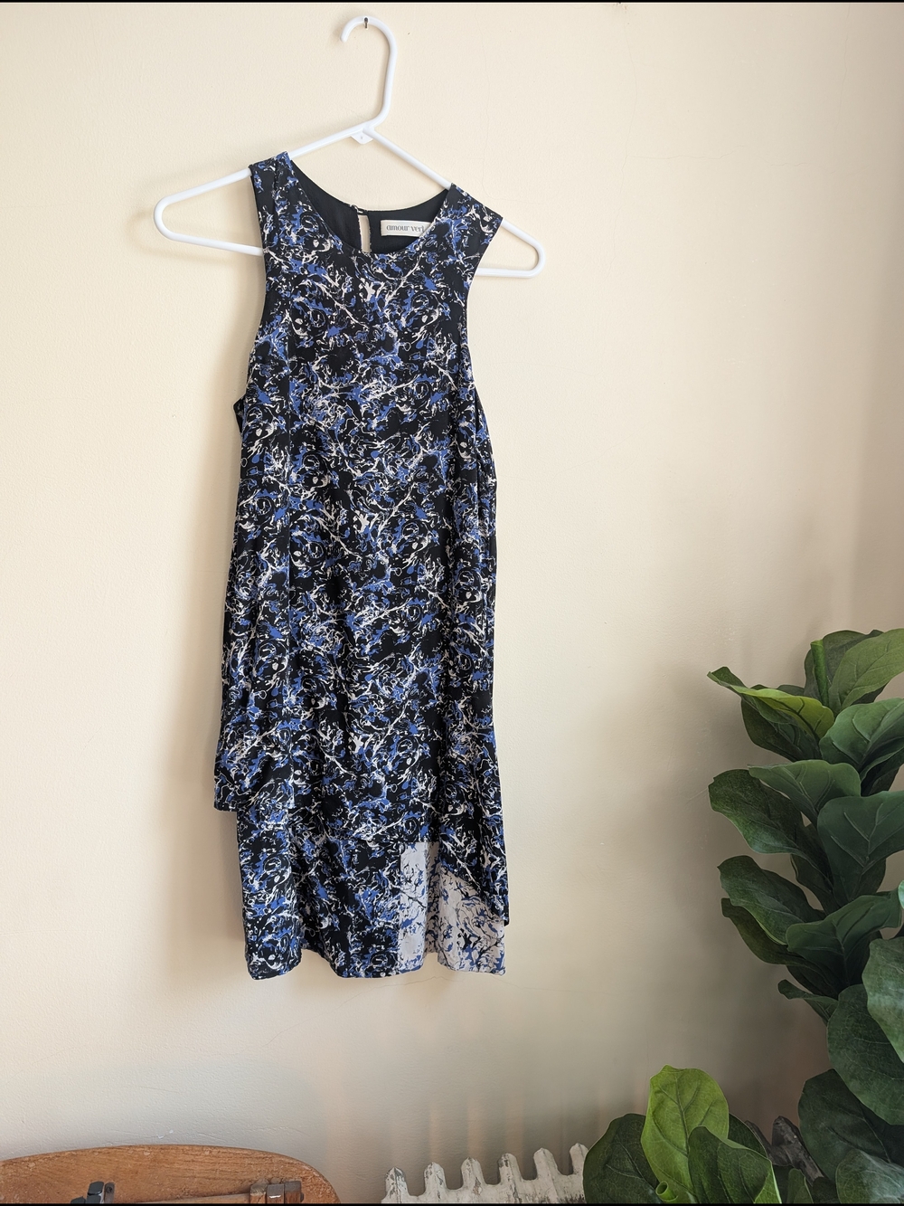 Amour Vert Black and Blue Flowy Dress